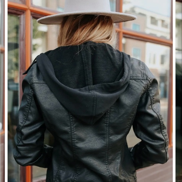Women’s Black vegan Leather Jacket - Picture 2 of 9
